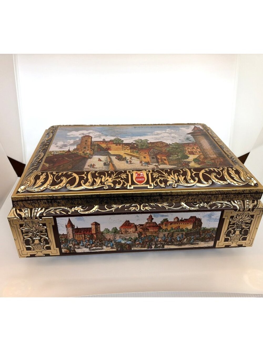 1991 E Otto Schmidt 36th Festive Chest Large Nuremberg Lebkuchen Hinged Tin